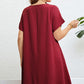 Plus Size Round Neck Handkerchief Hem Dress