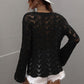 Openwork Dropped Shoulder Knit Top