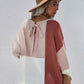 Color Block Tie-Back Dropped Shoulder Knit Pullover