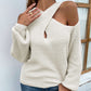 Crisscross Cold-Shoulder Rib-Knit Sweater