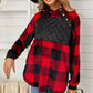 Plaid Raglan Sleeve Curved Hem Sweatshirt