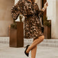 Leopard Buttoned Balloon Sleeve Dress