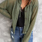 Button-Up Drawstring Detail Openwork Hooded Cardigan