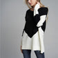 Two-Tone Chevron Pullover Sweater