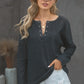 Grommet Long Sleeve V-Neck Top