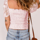Smocked Spliced Lace Frill Trim Top
