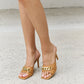 Forever Link Single Strap Chain Detail Mule Heels in Tan