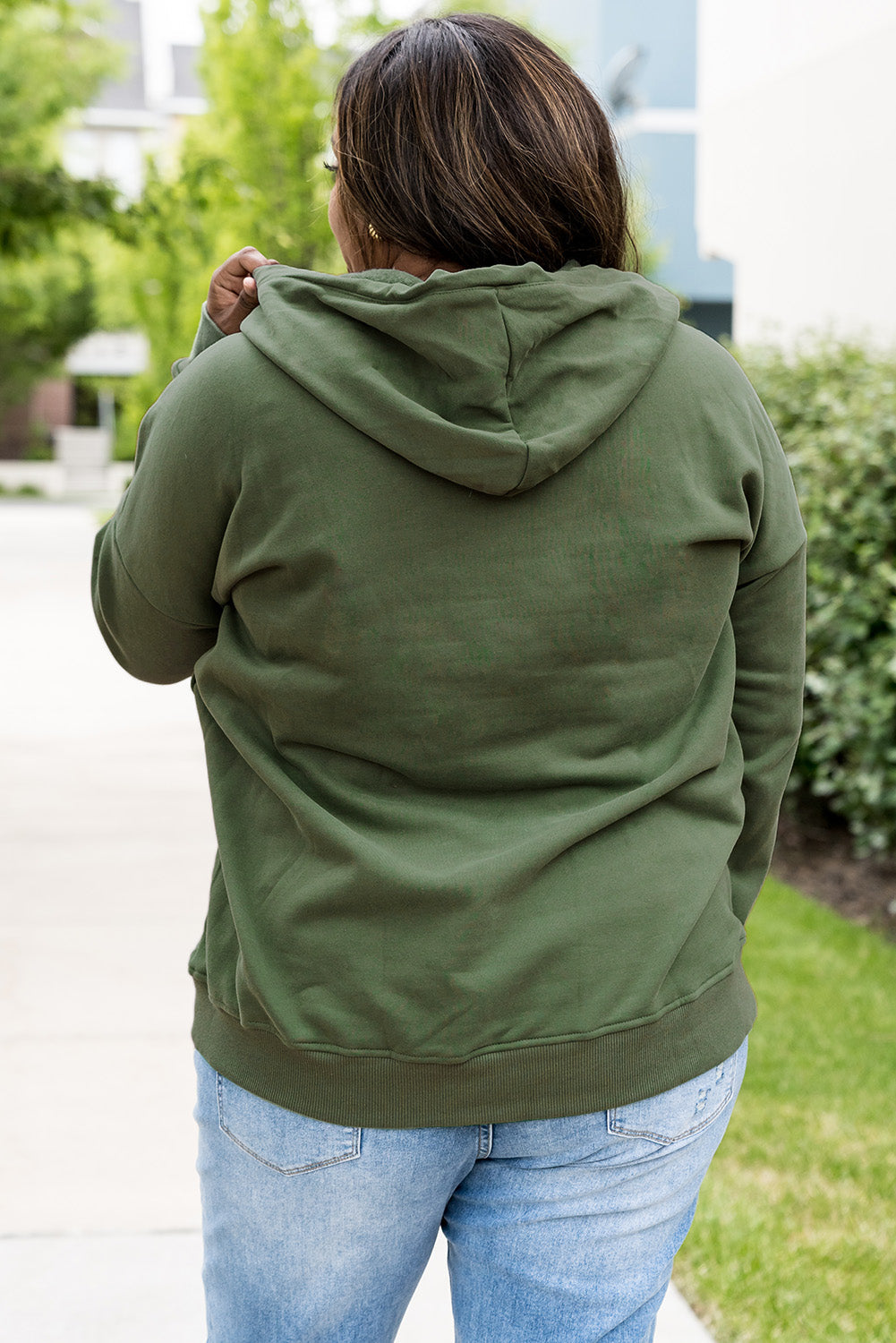 Snap Down Drawstring Hoodie with Kangaroo Pocket