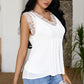 Eyelash Trim Spliced Lace V-Neck Tank