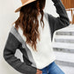 Tricolor Round Neck Tunic Sweater