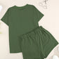 Quarter Button Short Sleeve Top and Shorts Lounge Set