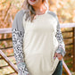 Plus Size Mixed Print Raglan Sleeve Round Neck Top