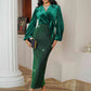 Tie Front Collared Neck Long Sleeve Dress