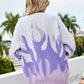 Printed Round Neck Ribbed Trim Knitted Sweater