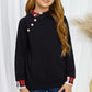 Girls Plaid Decorative Button Hoodie with Pockets