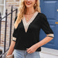 Printed Contrast V-Neck Tee