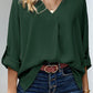 Plus Size Roll-Tab Sleeve Slit Blouse