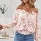Floral Flounce Sleeve Frilled Off-Shoulder Blouse