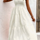 V-Neck Smocked Waist Sleeveless Tiered Dress