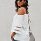Cold-Shoulder Three-Quarter Flare Sleeve Blouse