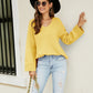 Drop Shoulder V-Neck Knit Pullover