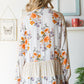 Floral Tie Neck Tiered Blouse