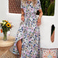 Floral Buttoned  Short Sleeve Maxi Dress