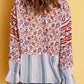 Floral Striped Flounce Sleeve Blouse