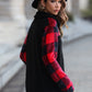 Plaid Quarter-Zip Spliced Fleece Sweatshirt with Pockets