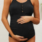 Ribbed Spaghetti Strap One-Piece Maternity Swimsuit
