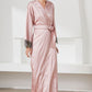 Contrast  Lace Trim Belted Robe
