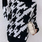 Houndstooth Long Sleeve Turtleneck Sweater