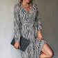 Animal Print Belted Midi Dress