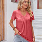 Ruched V-Neck Short Sleeve Tee