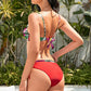 Printed Bralette, Drawstring Swim Bottoms, and Cover Up Set