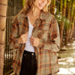 Plaid Button Front Shirt with Breast Pocket