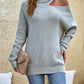 Cold-Shoulder Turtleneck Rib-Knit Sweater