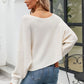 Boat Neck Horizontal Ribbing Dolman Sleeve Sweater
