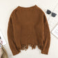 Fringe Hem Rib-Knit Sweater