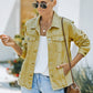 Distressed Raw Hem Denim Jacket