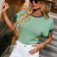 Contrast Round Neck Short Sleeve Knit Top