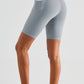 High-Rise Wide Waistband Biker Shorts with Pockets