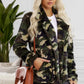 Printed Button Detail Teddy Jacket with Pockets