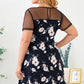 Plus Size Floral Polka Dot Mesh Yoke Dress