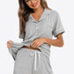 Contrast Piping Button Front Top and Shorts Lounge Set