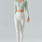 Halter Neck Long Sleeve Cropped Sports Top