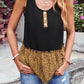 Leopard Color Block Scoop Neck Tank
