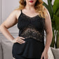 Lace Insert Plus Size Pajamas Set