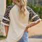 Leopard Contrast Ruffled Top