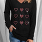 Heart V-Neck Long Sleeve Tee